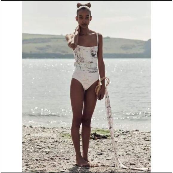 Emilia Wickstead Scarlett One Piece Large Italian City Art Print Pink Swimsuit - Picture 2 of 16